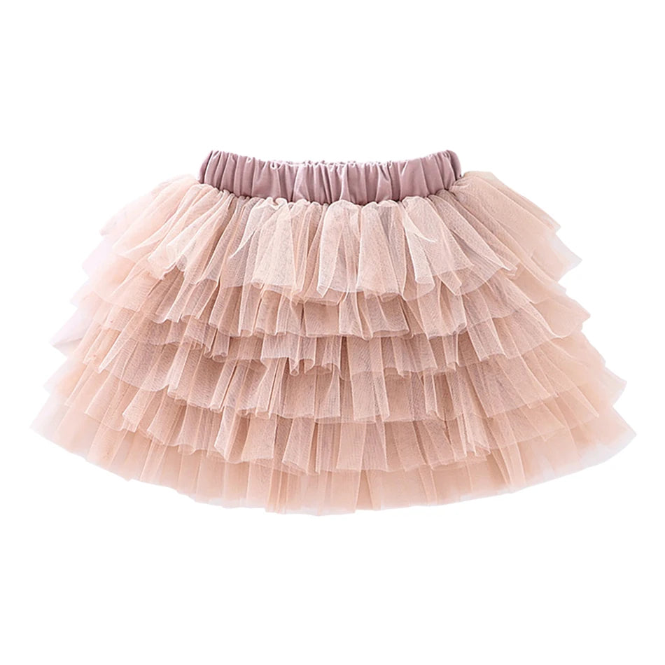 Girls 6-Layer Tulle Skirt Layered Tutu Skirt with Elastic Waist for Casual Party Wear Childrens Fashion Kids Girl Summer Dress