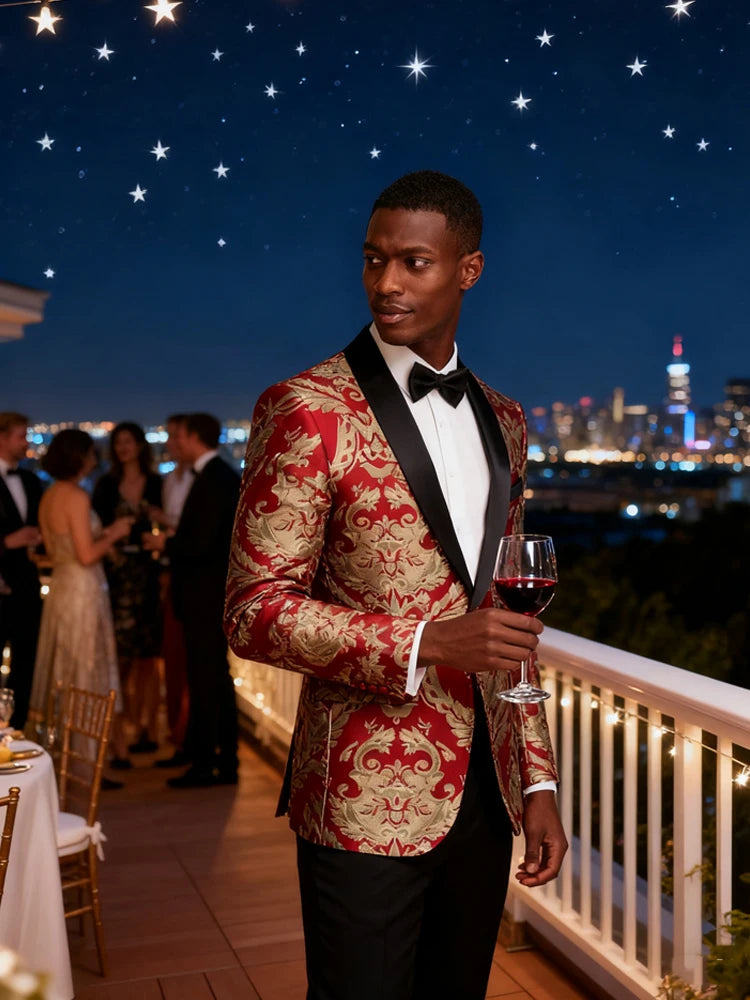 Men's single-piece top, sports jacket, and suit jacket, shawl lapel single-button slim-fitting long-sleeved jacket, evening dres