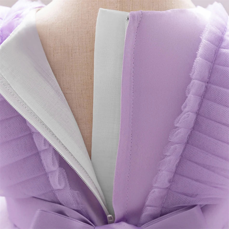 Snow White Rapunzel Sofia Purple Princess Dress Toddler Cosplay Halloween Carnival Party Mesh Gown Girls Birthday Bow Vestidos