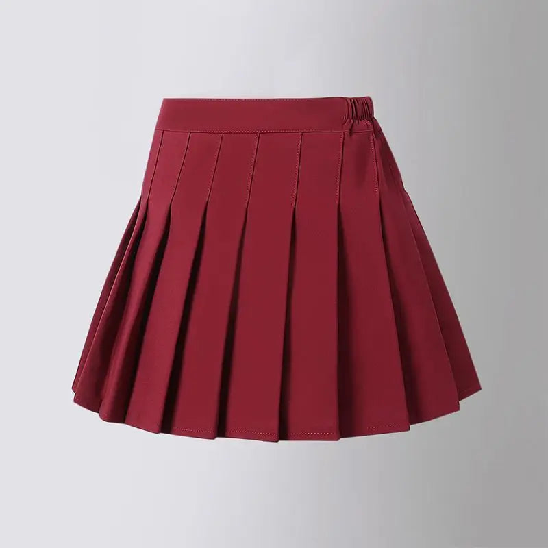 Summer Baby Girls Cake Skirts Solid Elastic Waist Children Girl Pleated Skirts High Quality Preppy Style Junior Girl Dance Skirt