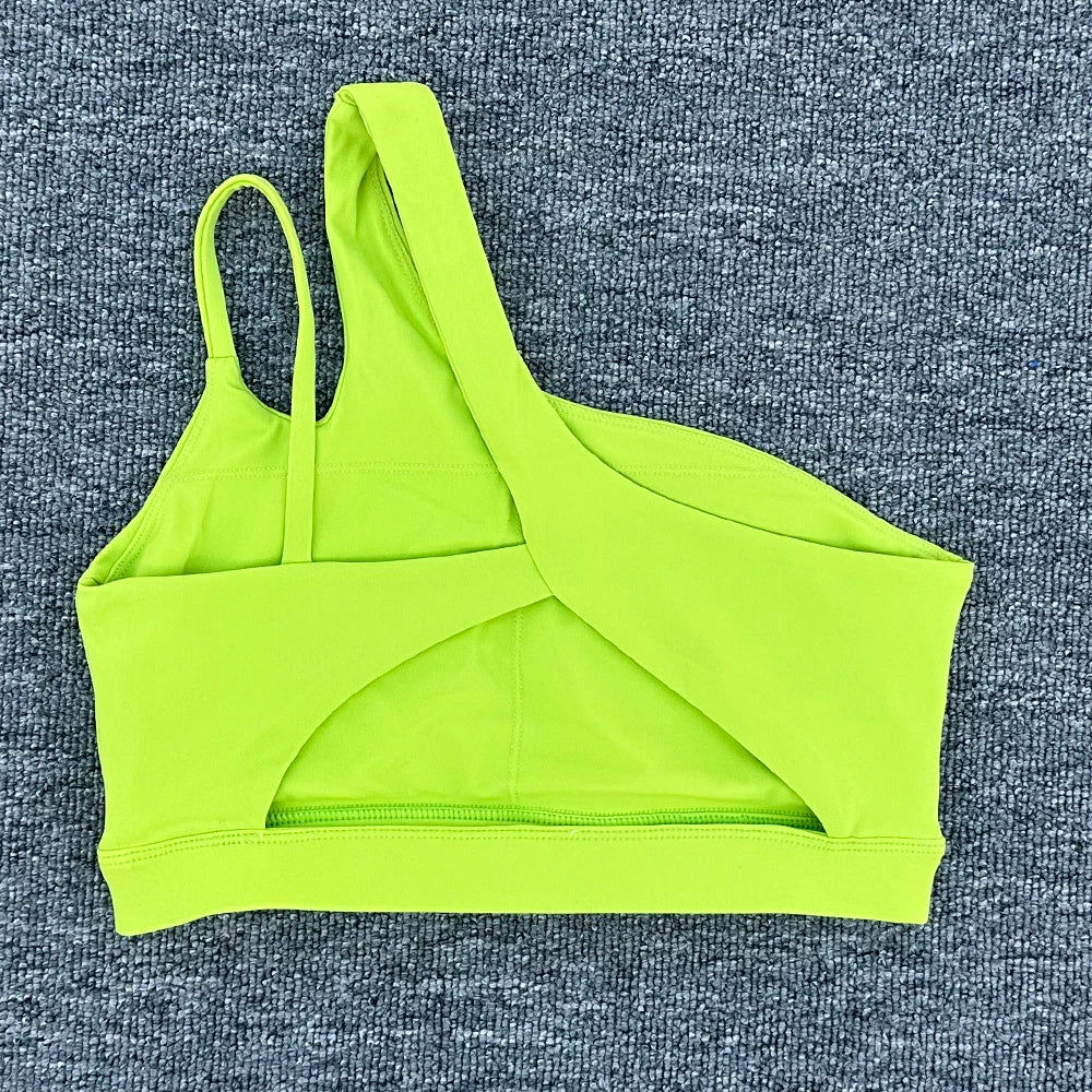 Women Shockproof Sport Bra Women's Beautiful Back Gym Sports Underwear Women Oblique Shoulder Straps Running Fitness Yoga Bra ﻿