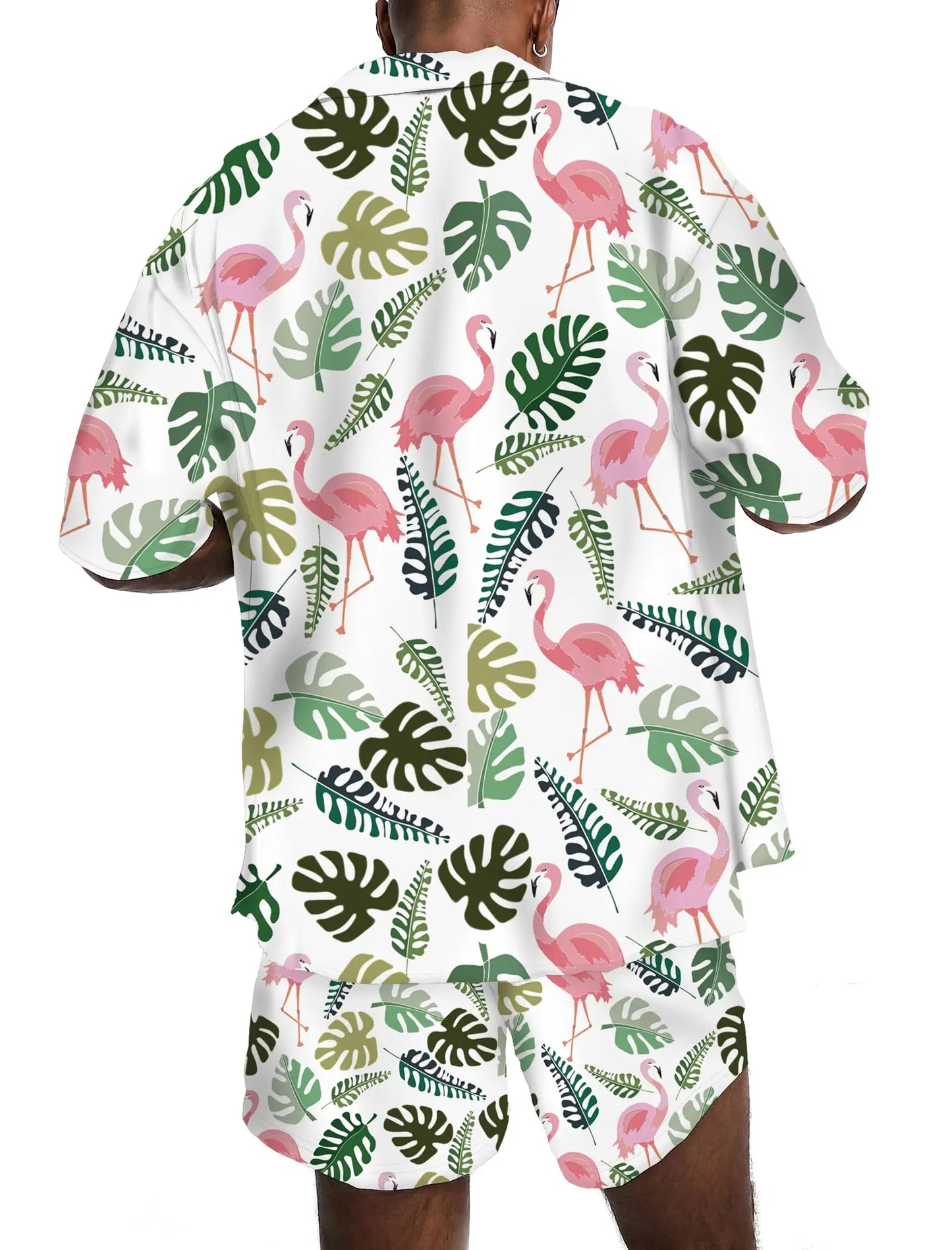 KYKU Mens Hawaiian Shirt and Short Set - Summer Short Sleeve Button Down Beach Shirts Tropical Vacation 2 Piece Outfits