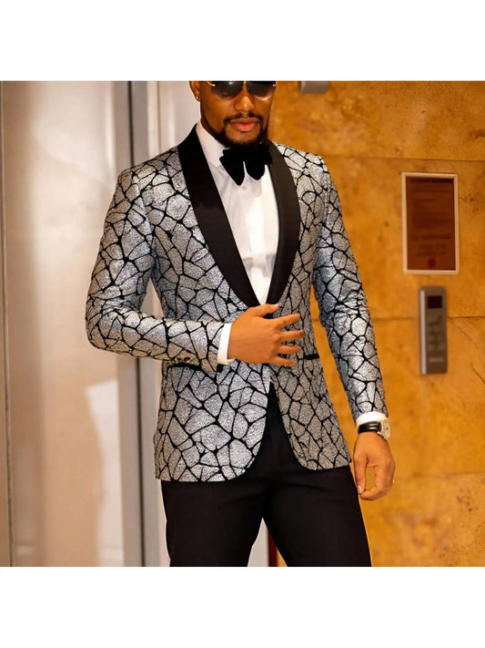 Men's Shiny Sequins Blazer Suit Jacket Stylish Tuxedo for Party,Wedding,Banquet,Prom