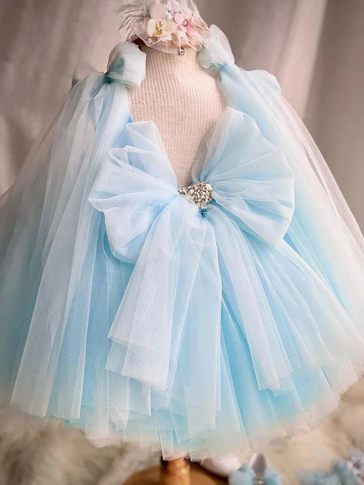 Luxurious and Elegant Flower Girl Princess Dress Mesh Formal Christmas Fluffy Dress Lolita Butterfly Girl Birthday Party Dress