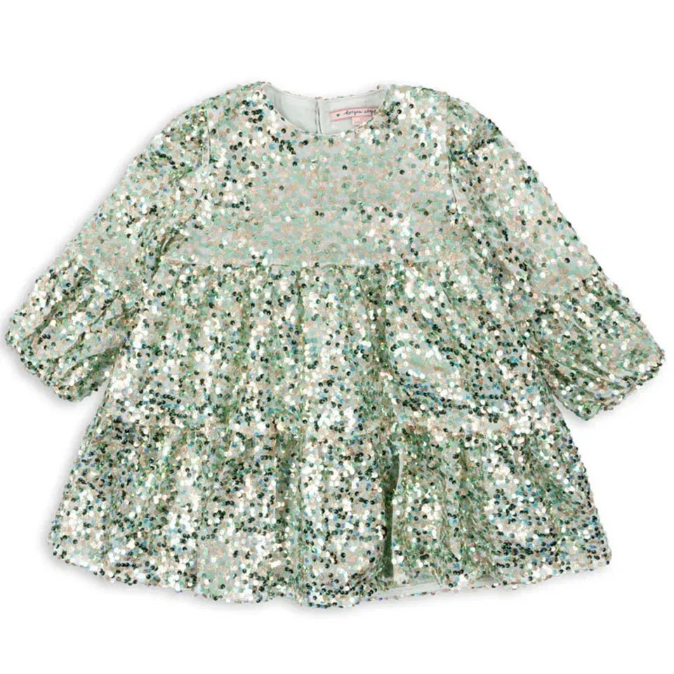 2024 KS Baby Girls Star Sequins Dress Kids Clothes Girls Mesh Princess Dresses Children Casual Skirts Christmas Party Vestidos