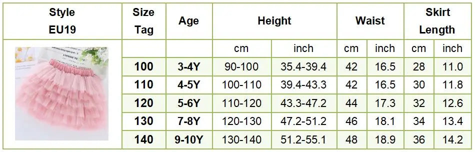 Girls 6-Layer Tulle Skirt Layered Tutu Skirt with Elastic Waist for Casual Party Wear Childrens Fashion Kids Girl Summer Dress