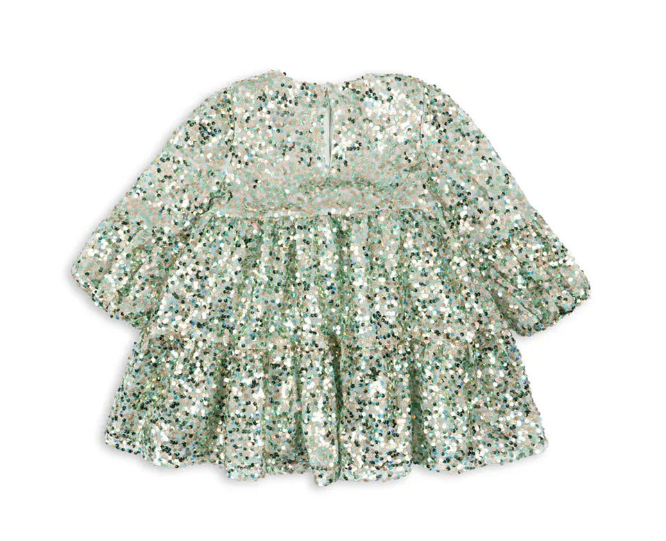 2024 KS Baby Girls Star Sequins Dress Kids Clothes Girls Mesh Princess Dresses Children Casual Skirts Christmas Party Vestidos