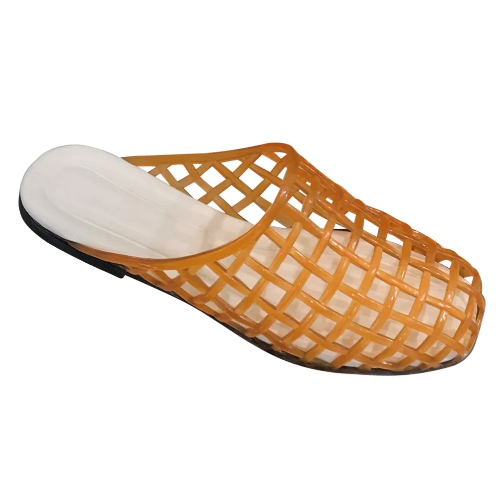 Women Jelly Flats Fashion Slip-On Flats Lightweight Hollow Out Ballet Flats Breathable Casual Flat Sandals for Outdoor Travel