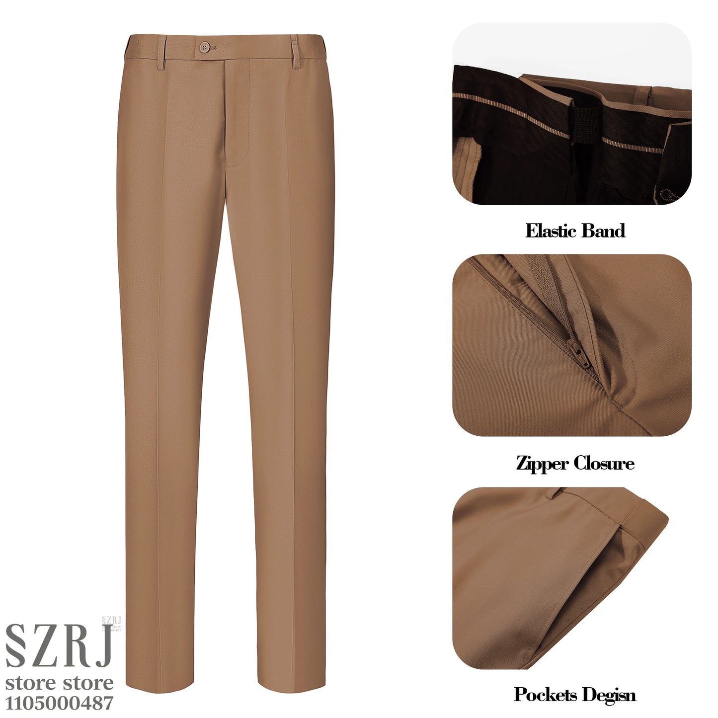 Men's 4-Piece Suit: Jacket+Vest+Pants+Black Tie. V-Neck, Gentleman Style, Premium, Tailored. For Business, Parties, Weddings.