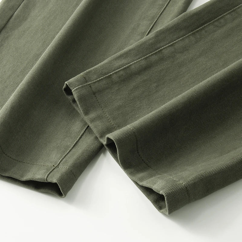 100% Cotton Men's Baggy Wide-leg Pants Soft Breathable Loose Straight Casual Trousers Spring Autumn Fashion Korean Streetwear