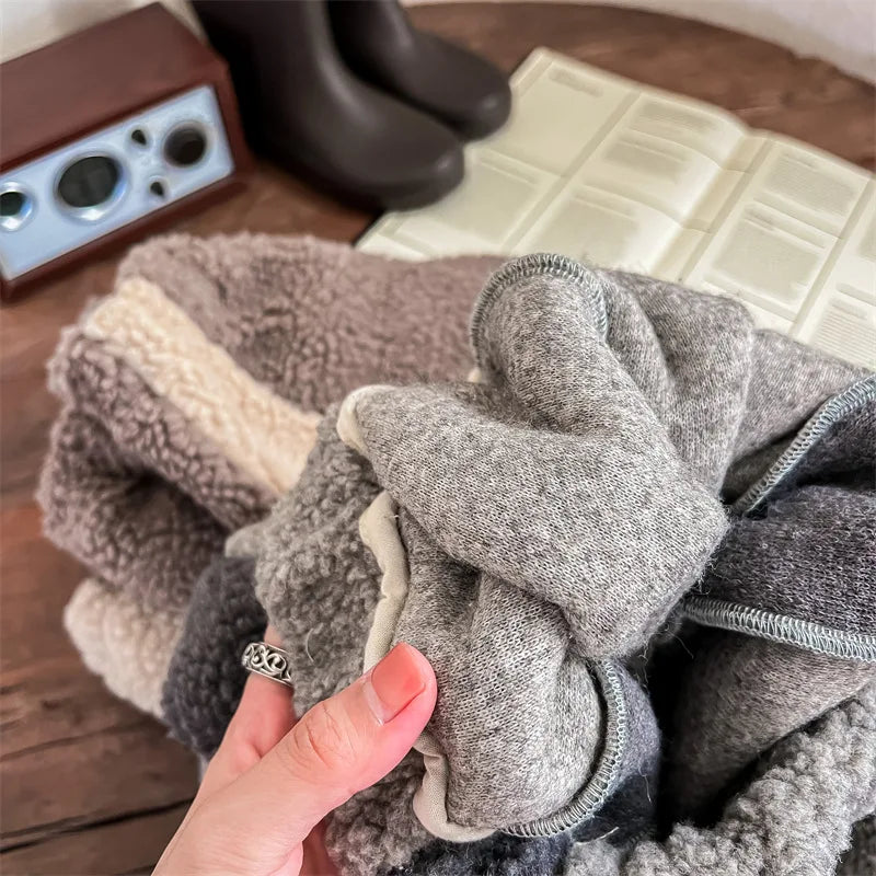 2025 Winter New Children Warm Trousers Baby Loose Lamb Fleece Pants Toddler Girls Casual Pants Solid Baby Boys Harem Pants