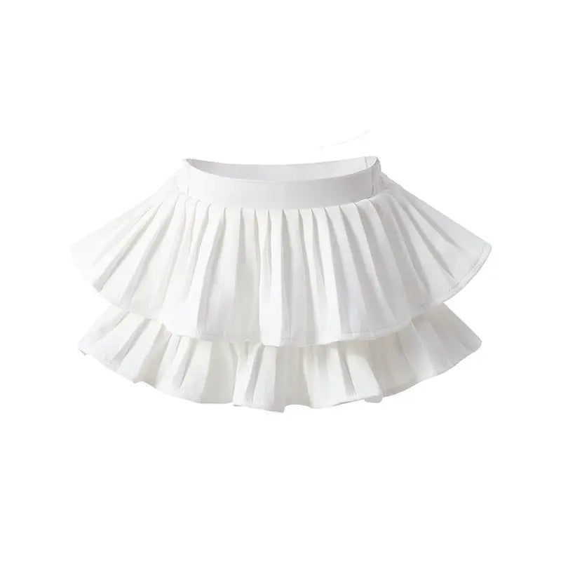 Summer Baby Girls Cake Skirts Solid Elastic Waist Children Girl Pleated Skirts High Quality Preppy Style Junior Girl Dance Skirt