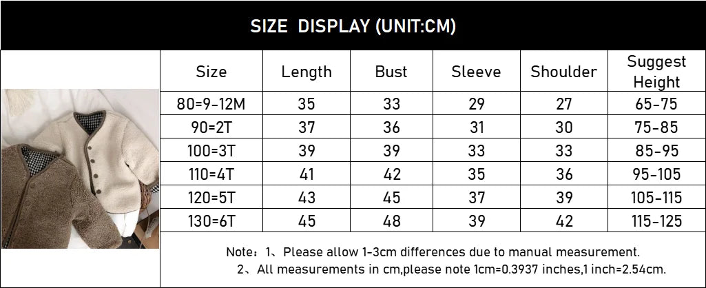 0-6 Years Children's Autumn Winter Warm Double-Side Wear Jacket Girls Fashion Plaid Plush Coat Boys Thicken Outerwear