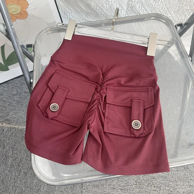 Women Yoga Shorts High Waist Workout Shorts Fitness Yoga Lift Butt Fitness Ladies Yoga Gym Running Short Pants Sportswear