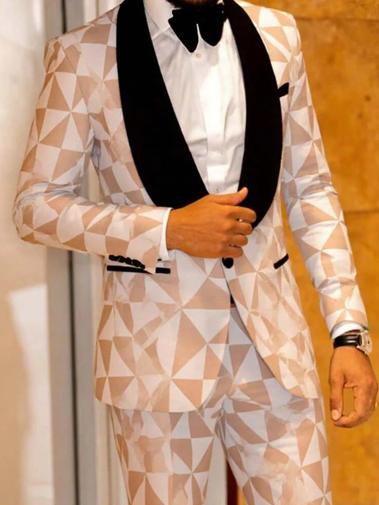 Mens Suits Tuxedo Suit Set Slim Fit 2 Piece Luxurious Party Dinner Jacket Pants