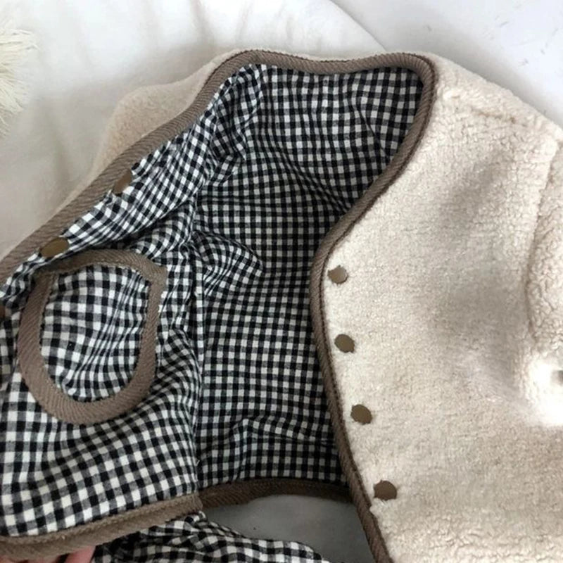 0-6 Years Children's Autumn Winter Warm Double-Side Wear Jacket Girls Fashion Plaid Plush Coat Boys Thicken Outerwear