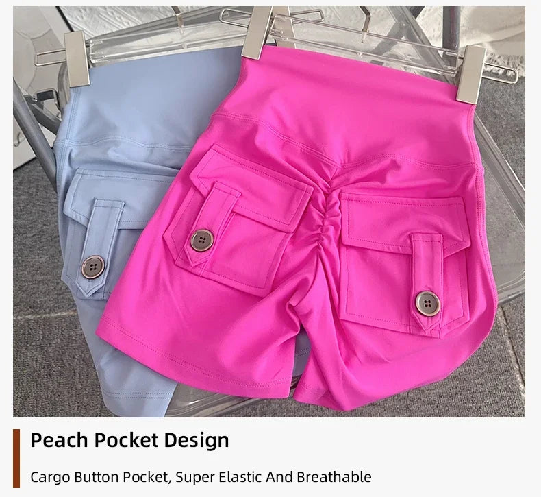 Women Yoga Shorts High Waist Workout Shorts Fitness Yoga Lift Butt Fitness Ladies Yoga Gym Running Short Pants Sportswear