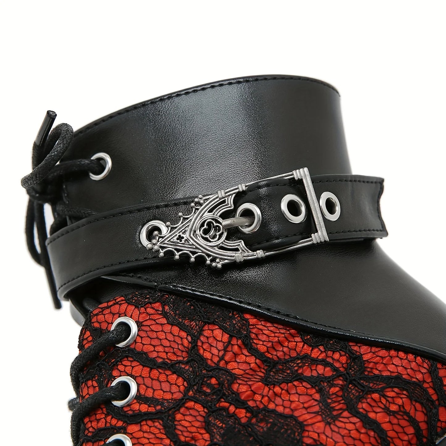 Women's Y2K Goth Punk Platform Ankle Boots Fashion Block Chunky High Heels Buckle Lace-Up Side Zipper Party Cosplay Boots Woman