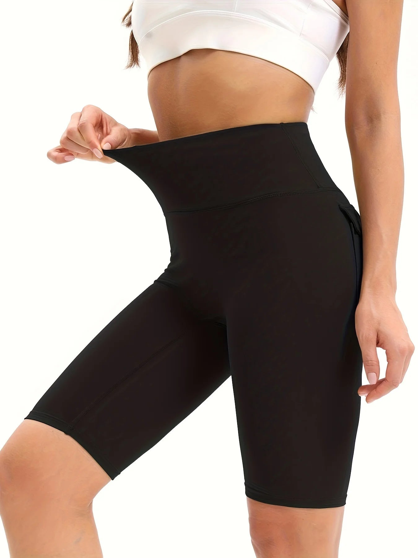 3pcs Women'S High-waisted Gym Shorts With Pockets, Super Soft Tummy Control No See Through Workout Running Yoga Athletic Shorts