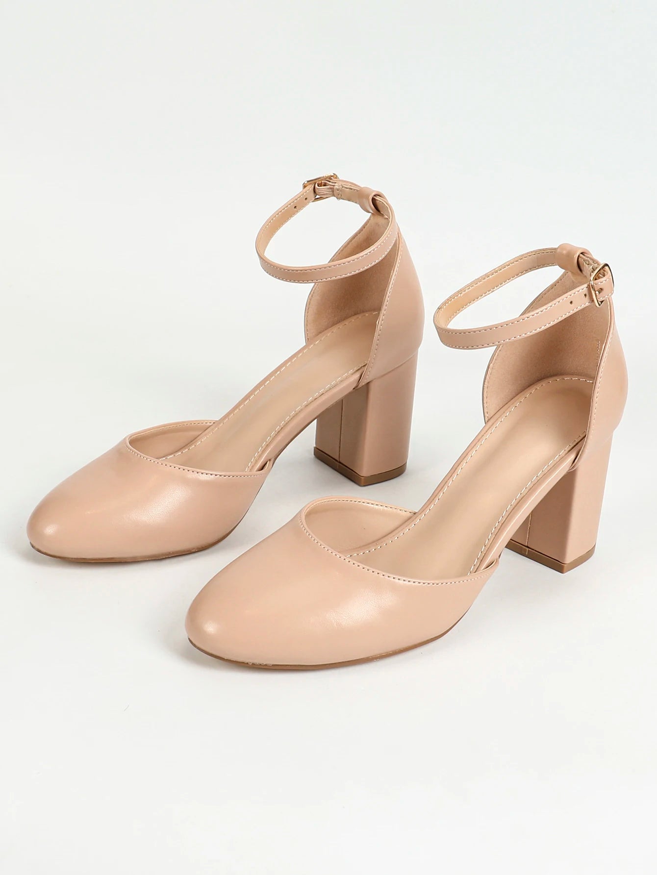 Women's Pointed Toe Low Chunky Block Heels,Comfortable Adjustable Ankle Strap Closed Toe Work Wedding Dress Party Pumps Shoes