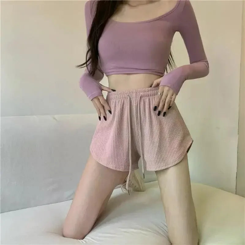 Women Gym Fitness Running Shorts Women's Summer Thin Style Loose Casual Large Size Wide Leg High Waist A-word Sports Hot Pants