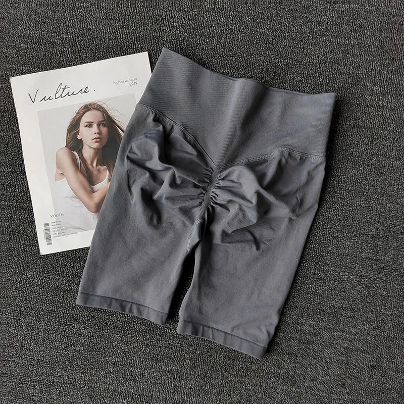 Summer Women's Yoga Shorts High Waist Fitness Workout Shorts  Sexy Booty Sport Shorts Soft Gym Shorts Running Cycling Shorts