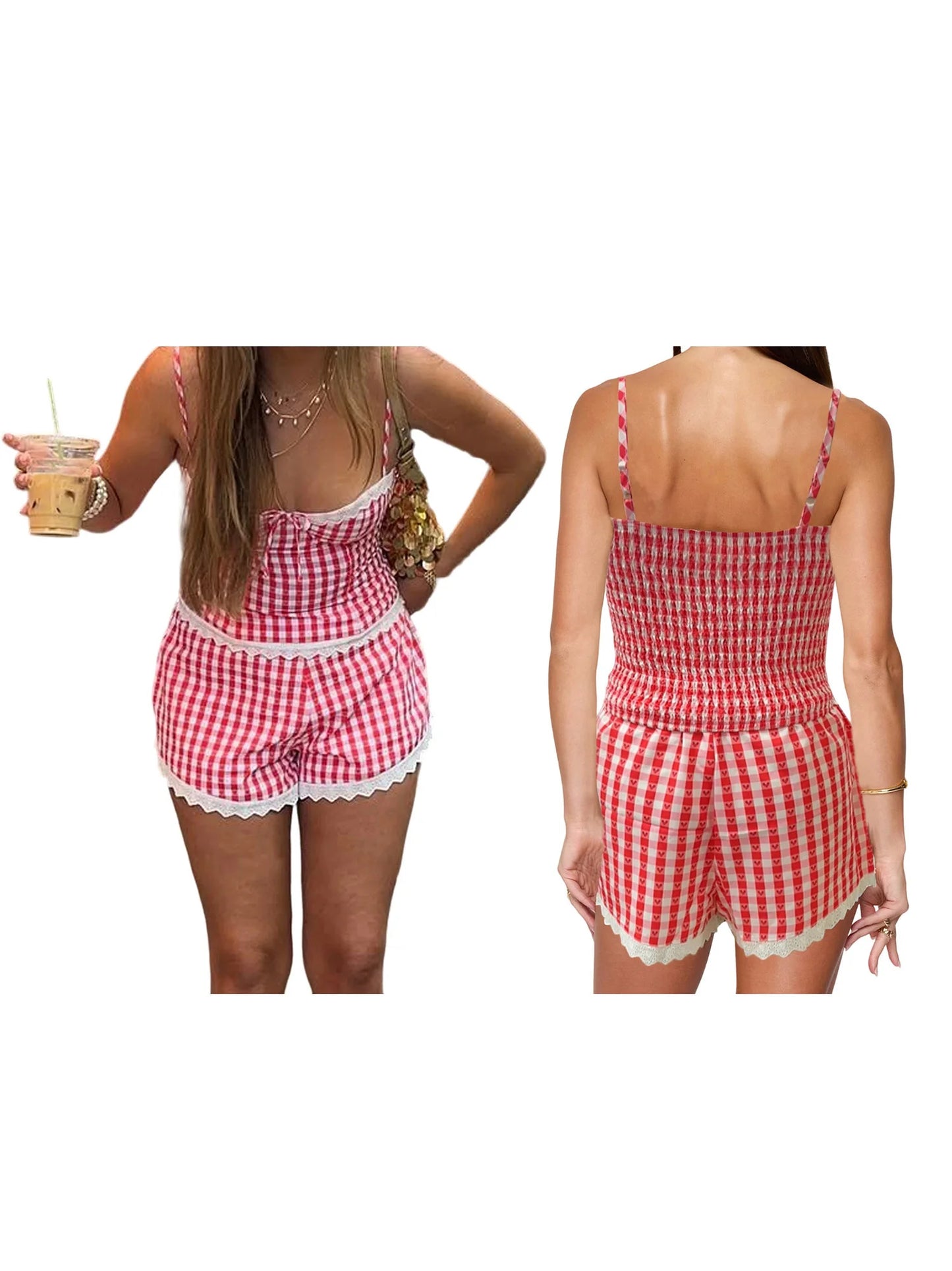 Women s 2 Piece Pajama Set with Floral Prints and Ruffle Details Sleeveless Top and Elastic Waist Shorts for Cozy Loungewear