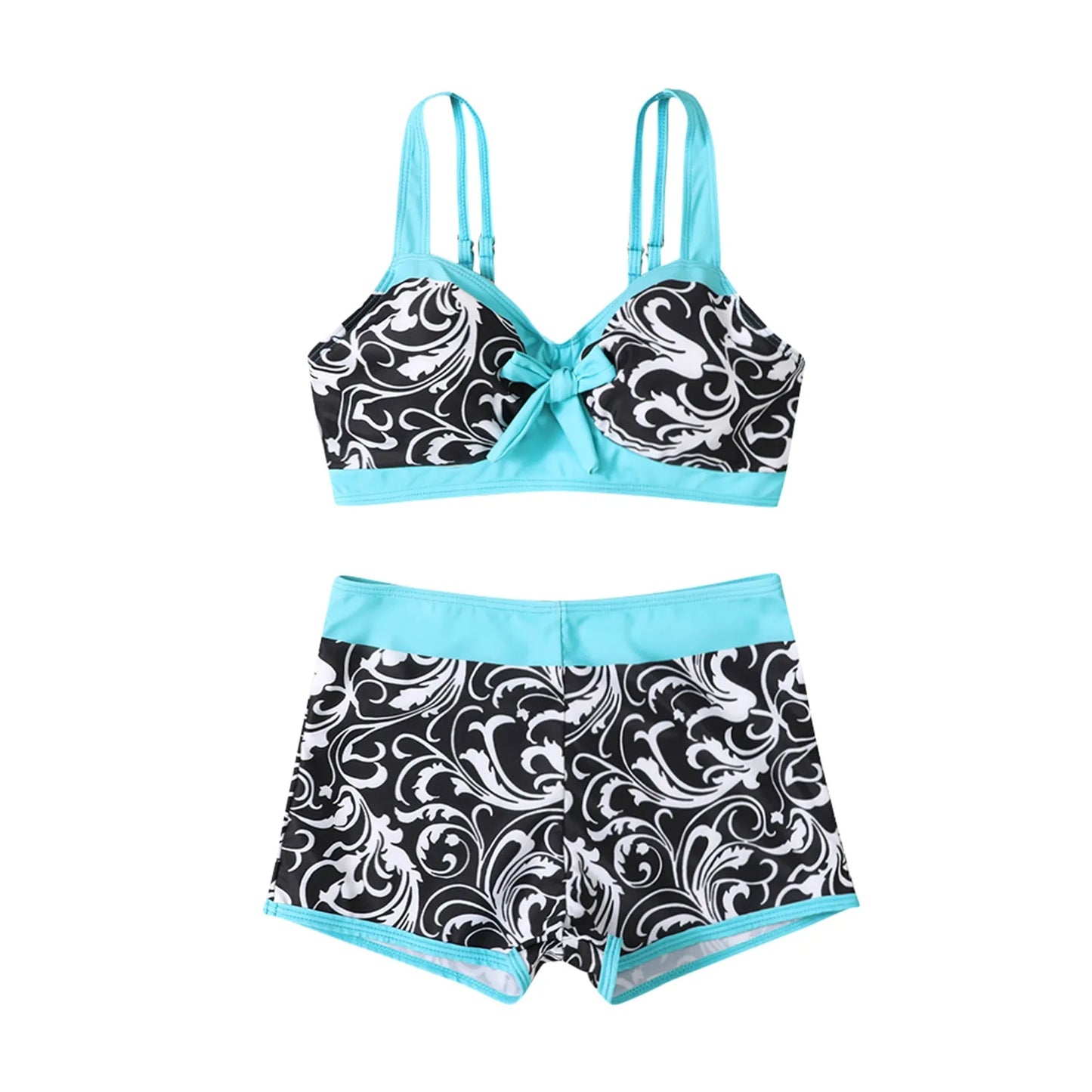 Womens Swimsuits Big Breast Elastic High Waisted Bikinis Sexy Push Up Two Pieces Bathing Suit Ladies Vintage Printed Biquinis