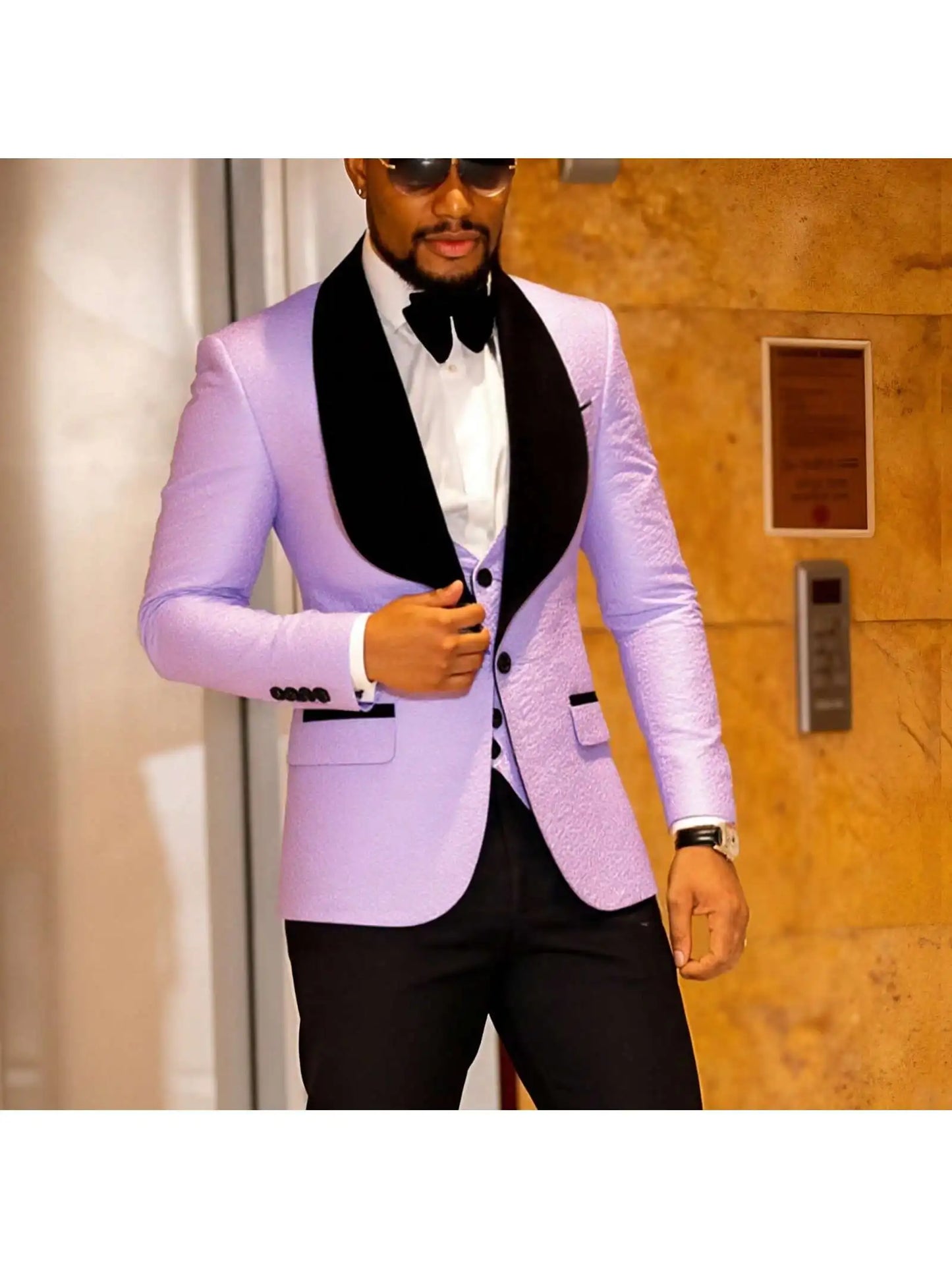 Mens 3 Piece Floral Tuxedo, Jacquard Slim Suit Set, Paisley Blazer Vest and Pants for Prom Wedding