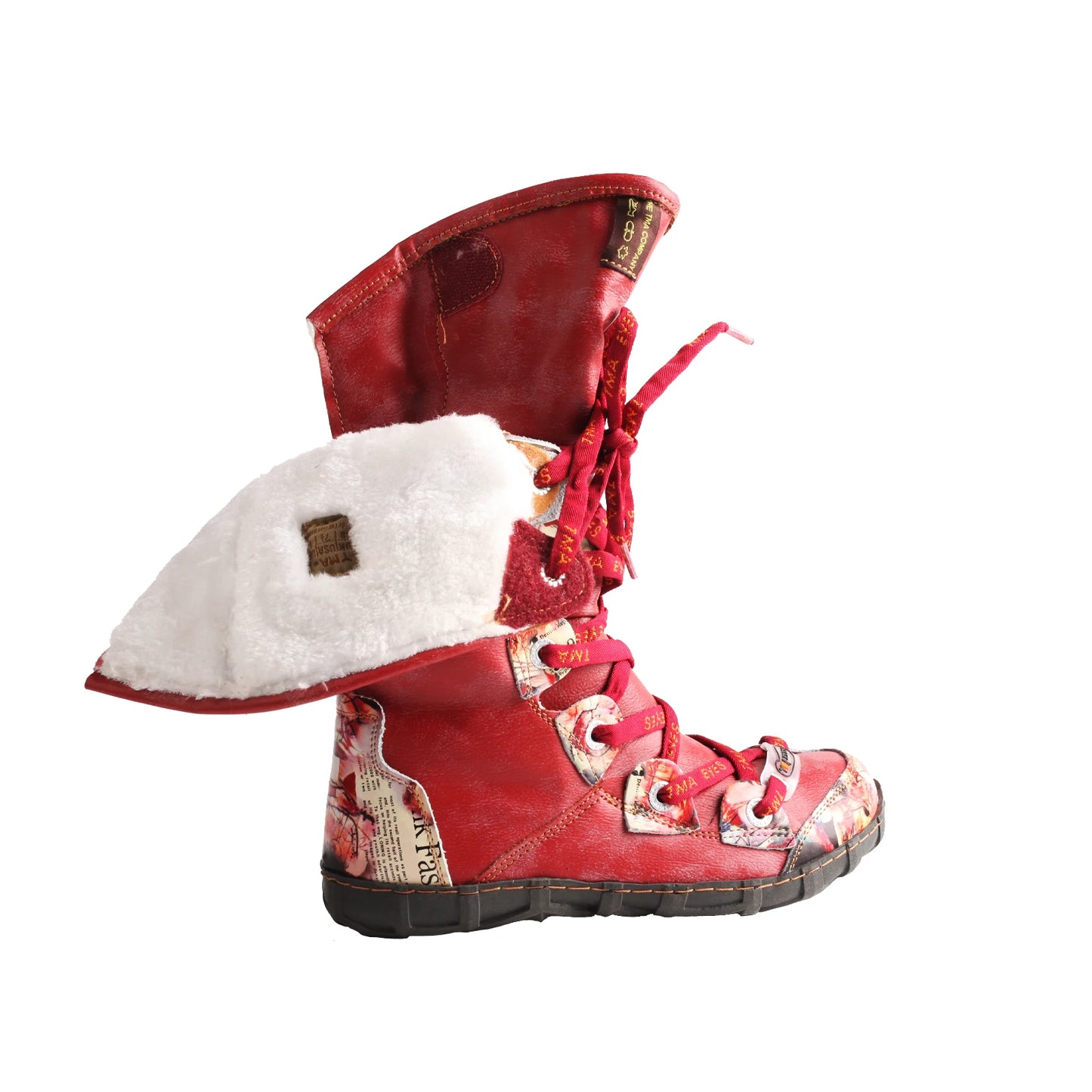 TMA EYES 2023 Winter Long Washed Contrast-Stitch Lace Side Zipper Women's Boots