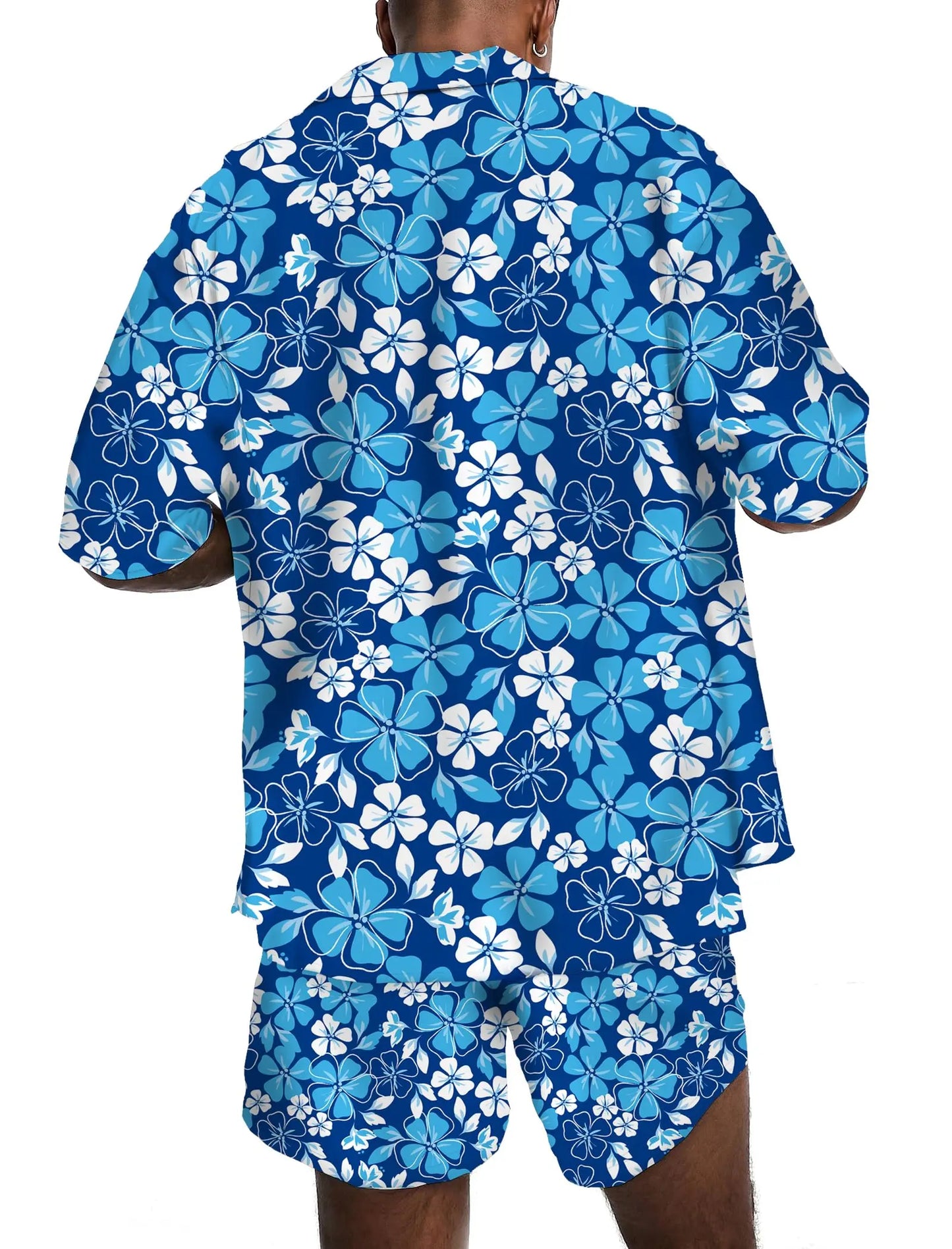 KYKU Mens Hawaiian Shirt and Short Set - Summer Short Sleeve Button Down Beach Shirts Tropical Vacation 2 Piece Outfits