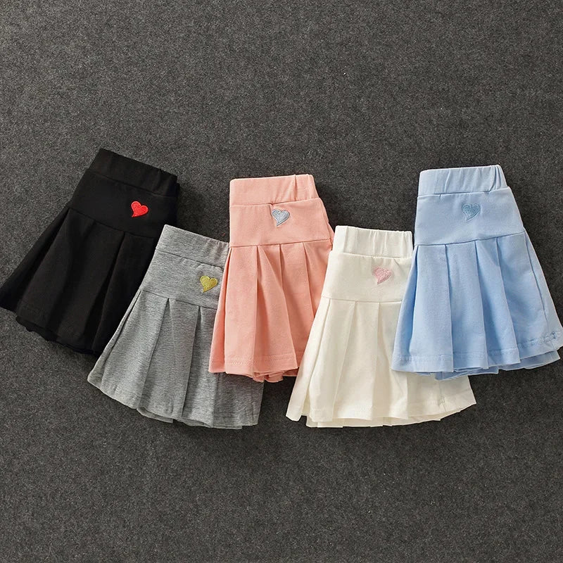 Girls' New All-Match Pleated Culottes Medium And Small Children'S Summer Skirt With Inner Safety Pants Student Uniform Skirts