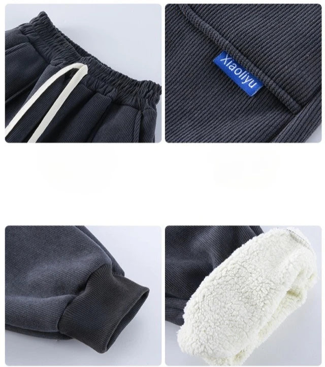 New Winter Thick Fleece Sweatpants for Girls Boys Casual Warm Sports Leisure Trousers Children 2-10 Years Autumn Wear