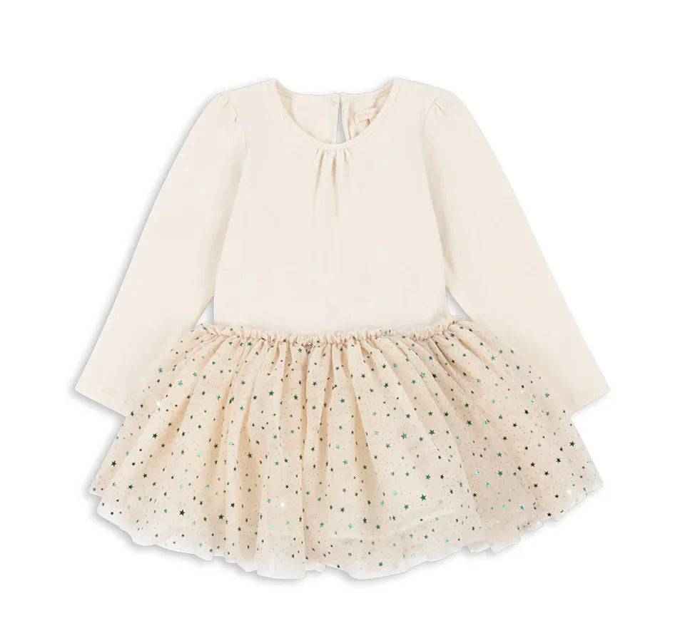 2024 KS Baby Girls Star Sequins Dress Kids Clothes Girls Mesh Princess Dresses Children Casual Skirts Christmas Party Vestidos