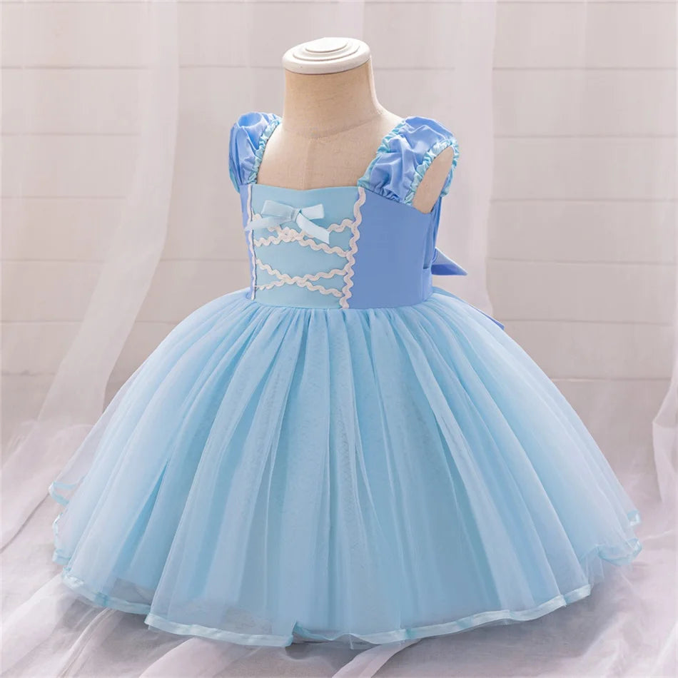 Snow White Rapunzel Sofia Purple Princess Dress Toddler Cosplay Halloween Carnival Party Mesh Gown Girls Birthday Bow Vestidos