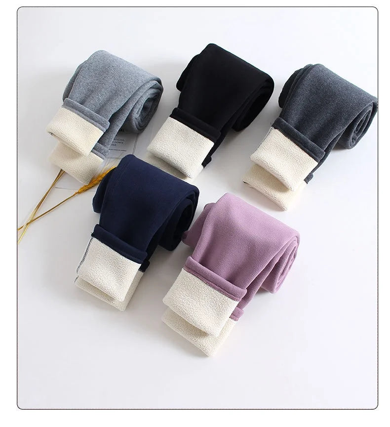 Girls Leggings Boneless Fleece Thickened Autumn Winter Fleece Pants Children's Leggings Winter Solid Color Trousers Outer Wear