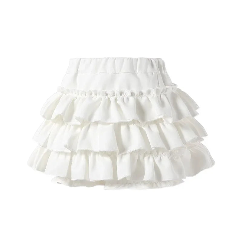 Summer Baby Girls Cake Skirts Solid Elastic Waist Children Girl Pleated Skirts High Quality Preppy Style Junior Girl Dance Skirt