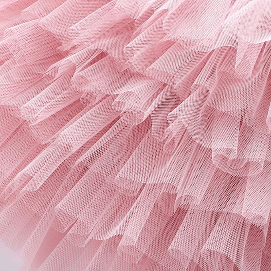 Girls 6-Layer Tulle Skirt Layered Tutu Skirt with Elastic Waist for Casual Party Wear Childrens Fashion Kids Girl Summer Dress