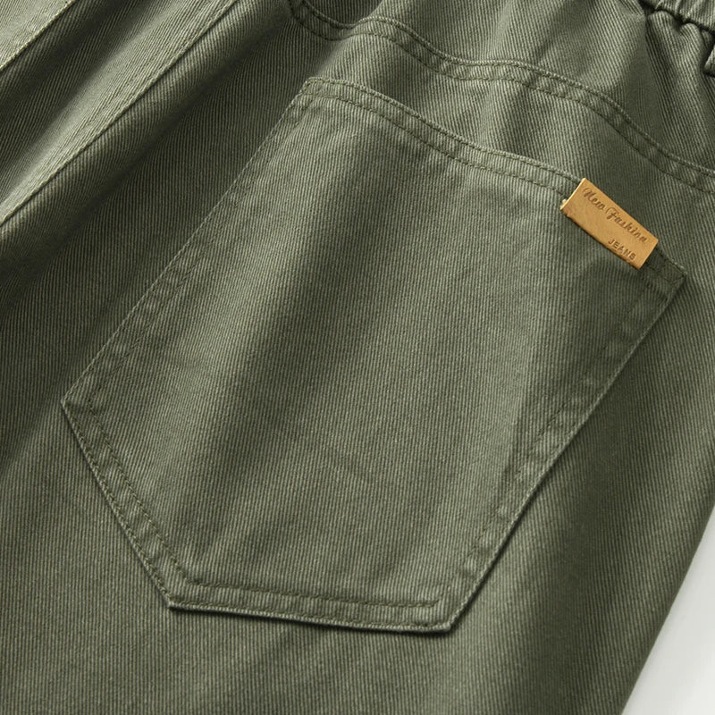 100% Cotton Men's Baggy Wide-leg Pants Soft Breathable Loose Straight Casual Trousers Spring Autumn Fashion Korean Streetwear