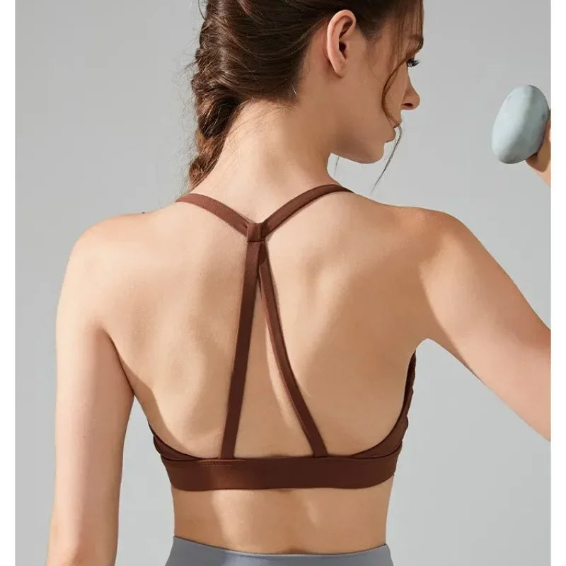 Women's Sexy Back Sports Bra Top Push-Up Yoga Underwear Fitness Crop Top Workout Yoga Top Soft Beauty Back Bras Gym Underwear