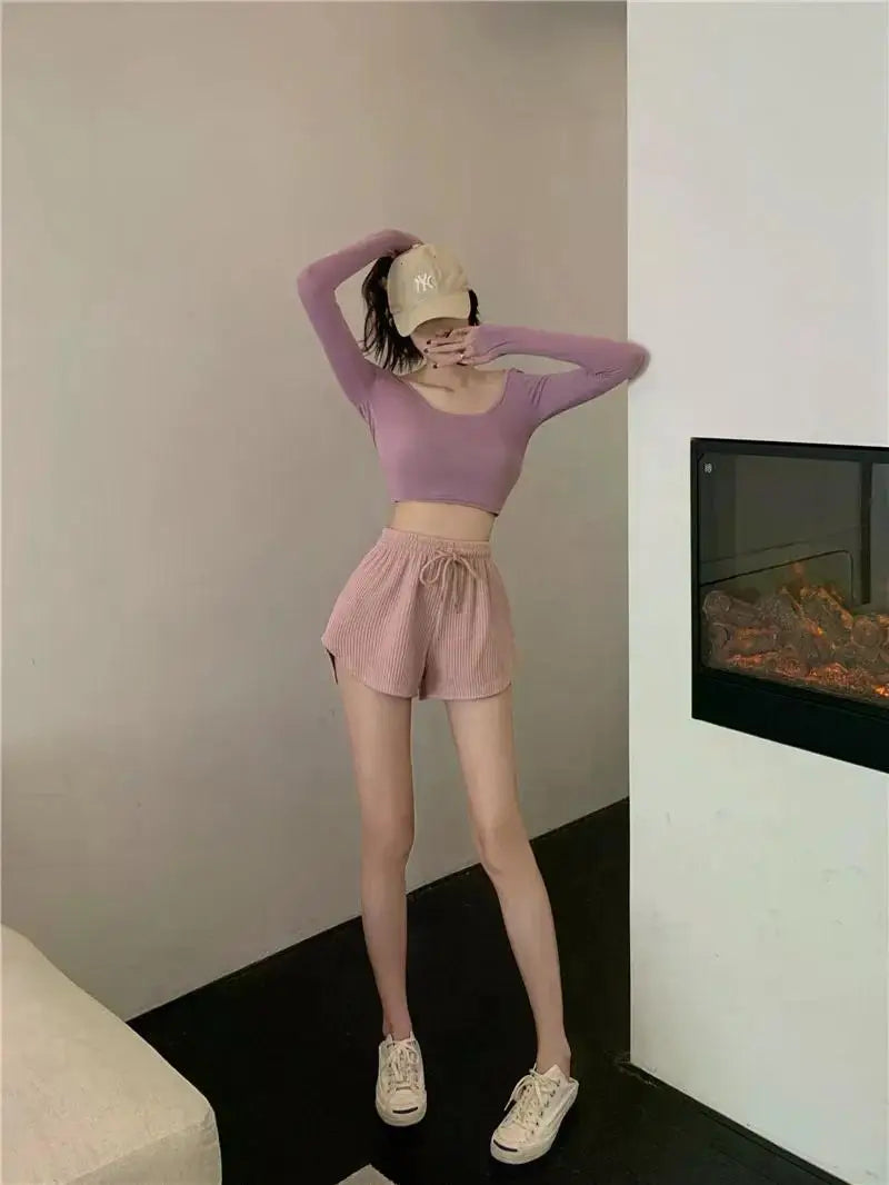 Women Gym Fitness Running Shorts Women's Summer Thin Style Loose Casual Large Size Wide Leg High Waist A-word Sports Hot Pants