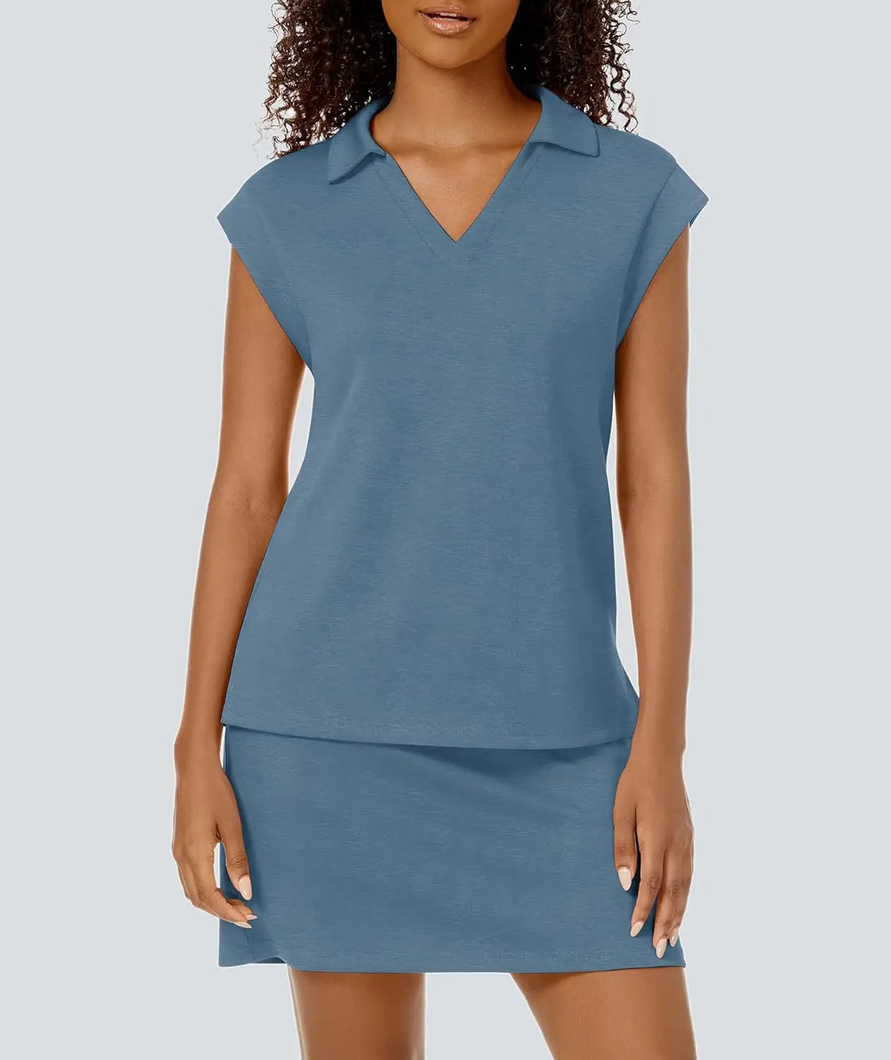 Womens Two Piece Skirt Sets Tennis Outfits Casual Cap Sleeve Lapel Shirt Summer Athletic Sport Short Skort Set