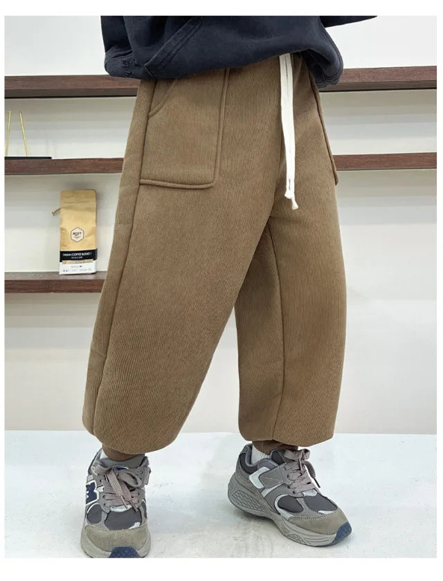 New Winter Thick Fleece Sweatpants for Girls Boys Casual Warm Sports Leisure Trousers Children 2-10 Years Autumn Wear