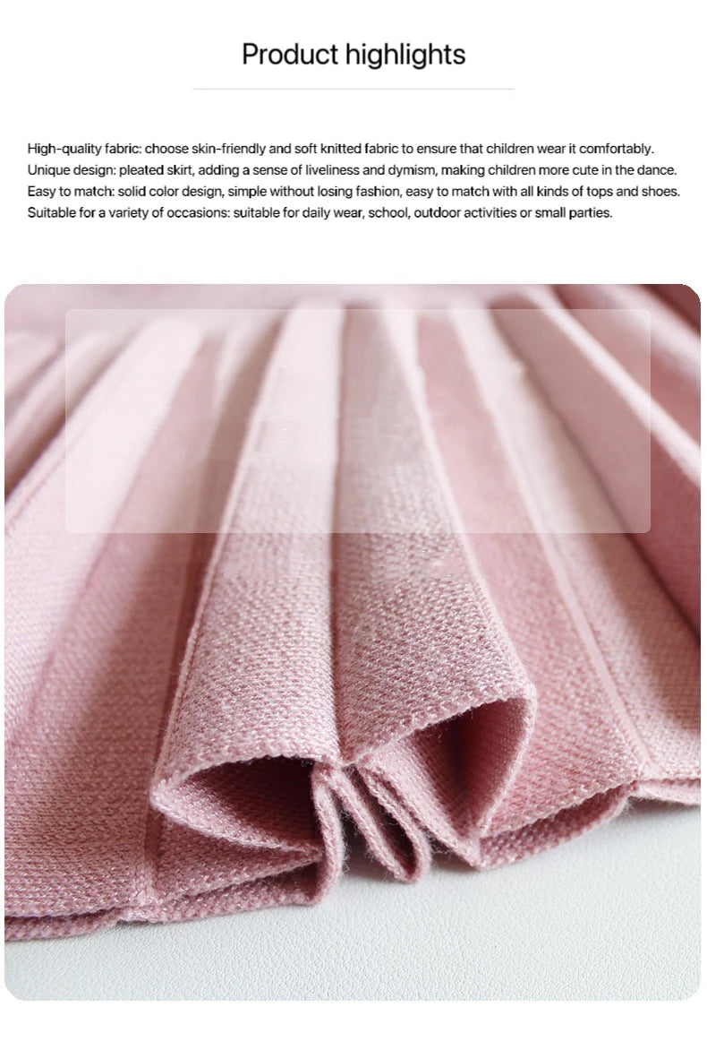 1pcs Kids Cute Slim Fit Tutu Short Skirt Girls Pleated Skirt Childrens Baby Solid Sweet Pink Beach Mini Princess Skirt 110-170cm