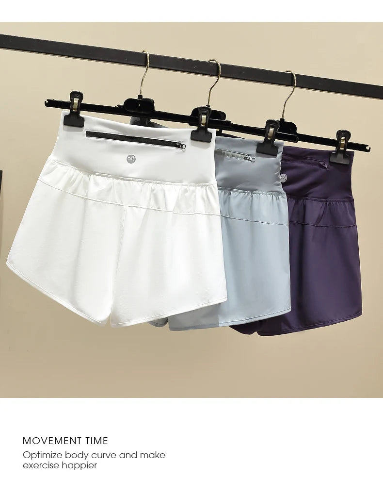 Women Yoga Shorts High Waist Double Layer Running Gym Shorts With Pocket Summer Sportswear Fitness Clothes Jogger Short New