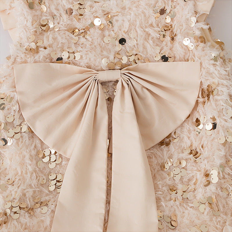 Baby Girls TUTU Dress Kids Children Vest Dress Bow Sequins Sleeveless Casual Dresses Spring Autumn Clothes 2-6 Years  L392/L429