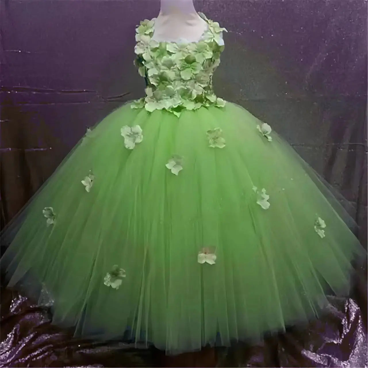 Girls black Flower Petals Tutu Dress Kids Crochet Tulle Dress Ball Gown Children Birthday Wedding Party Costume Evening Dress