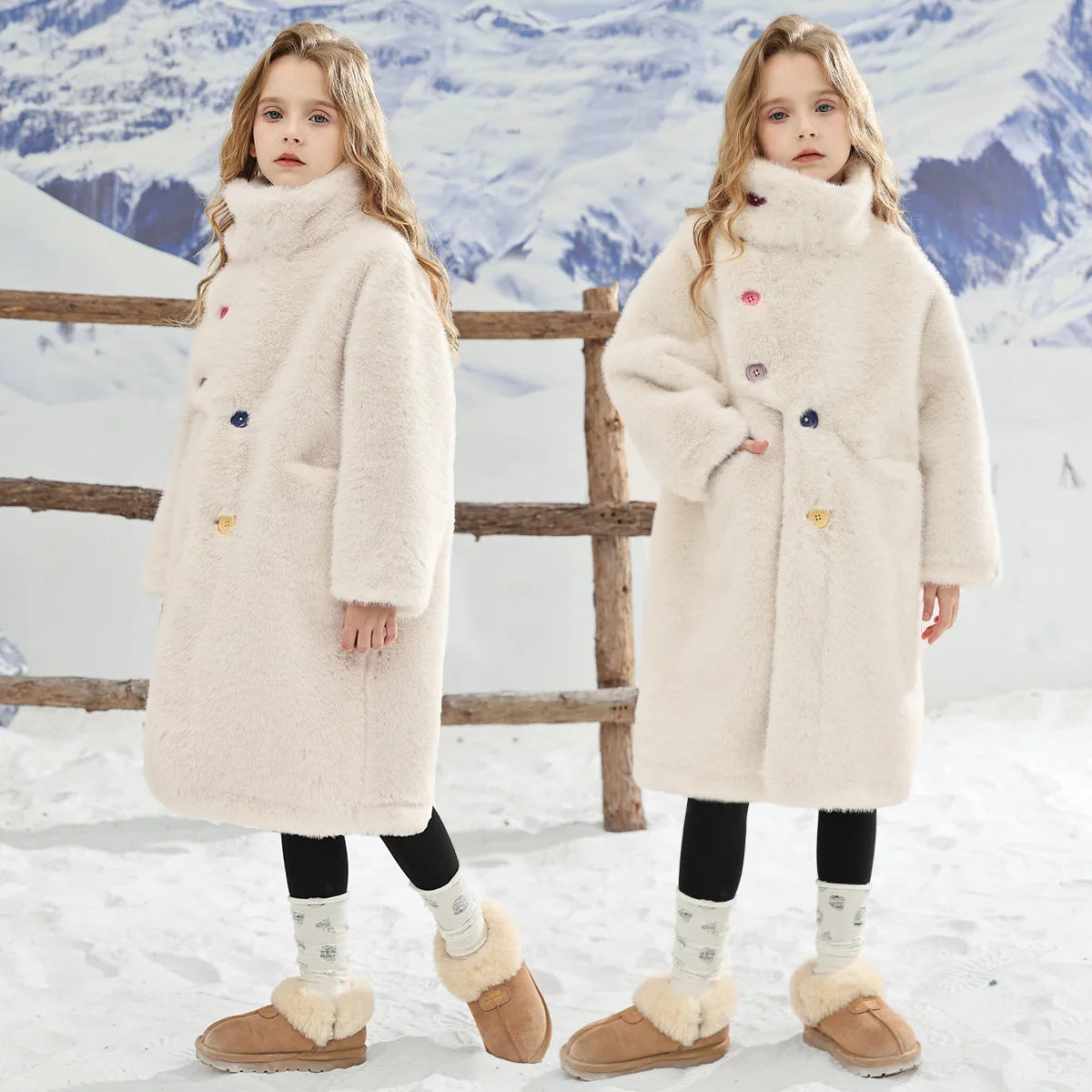 Fashion Girls clothing Jackets Autumn Winter parka Clothes Medium Long coat windbreaker Plaid Thicken Lamb Children Woolen Coats