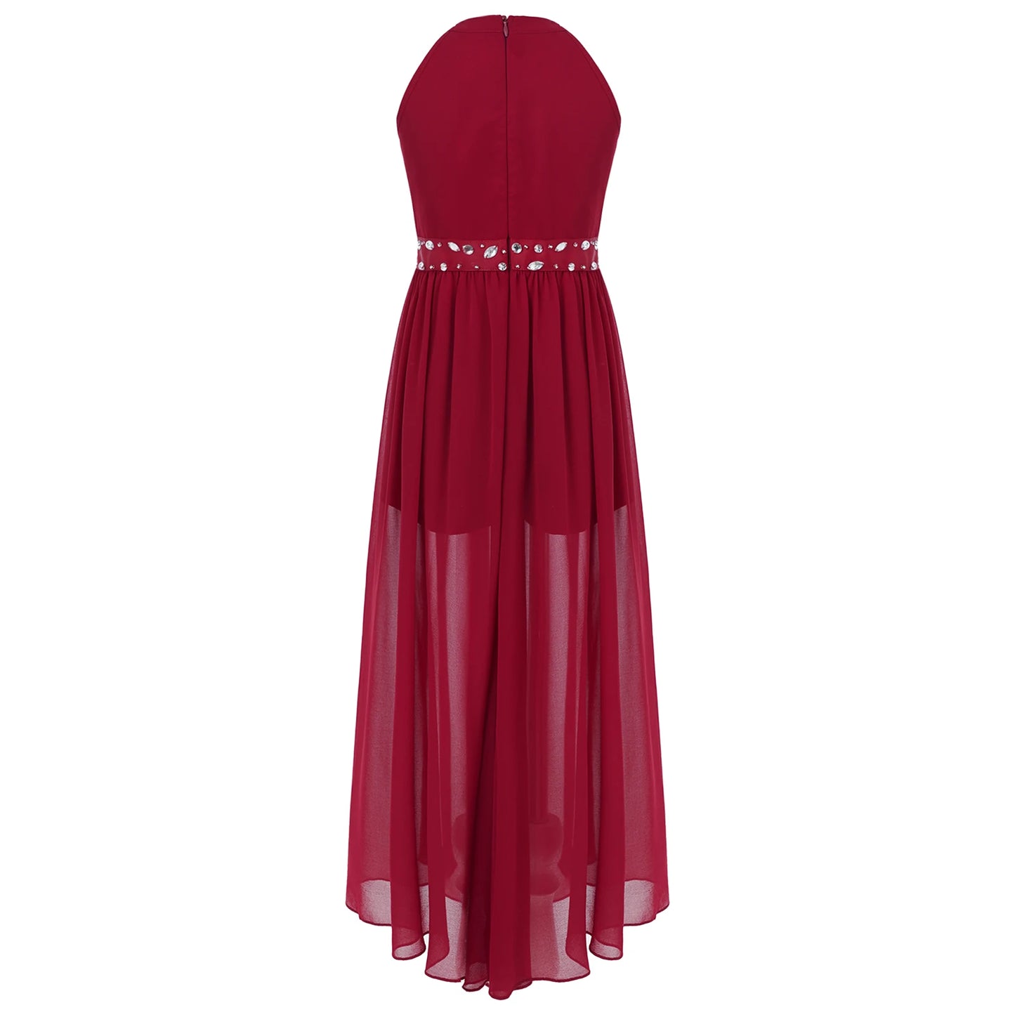 Children's Girls Maxi Romper Dress Sleeveless Floral Lace Rhinestone vestidos Kids Performance Dance Dress Girls Summer Dress