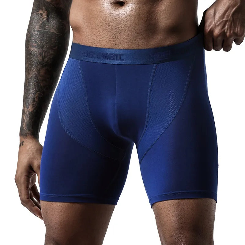 Men's Running Shorts Boxers Shorts pants Modal Underwear Ice Silk Panties Man Breathable Pouch Middle Long Leg Sports Underpants
